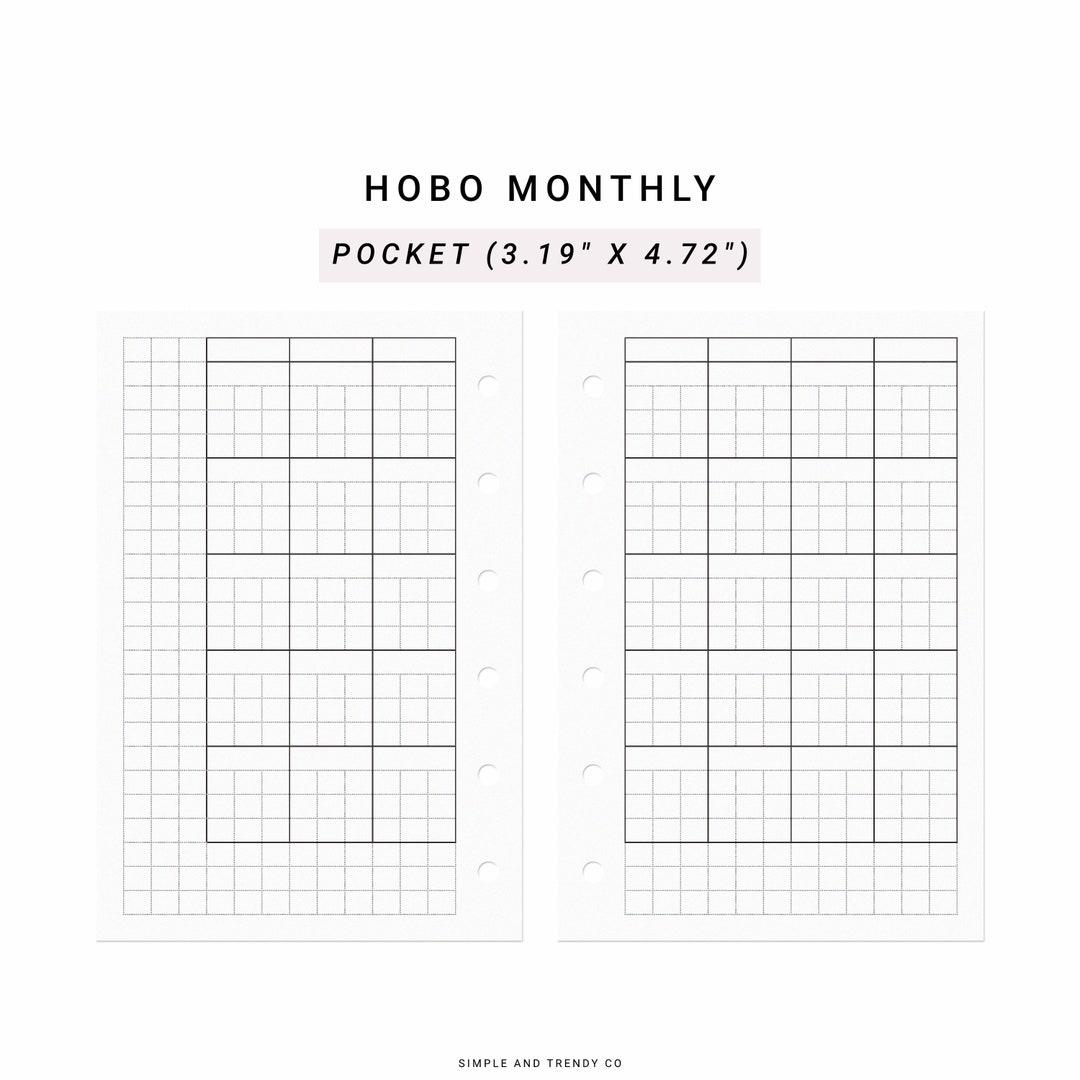 Hobonichi Monthly Planner Template Pocket Size, Undated Planner Monthly ...