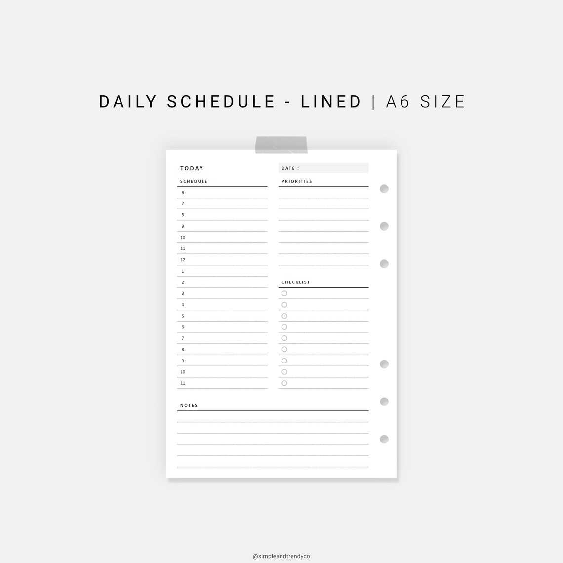 Daily Planner Printable A6 Inserts Daily Planners and Etsy
