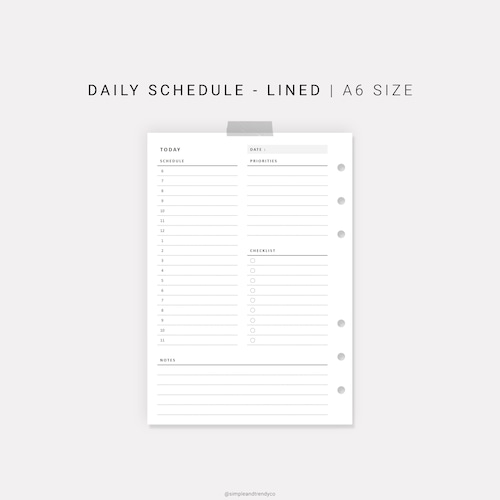 Daily Planner Printable A6 Inserts Daily Planners and | Etsy