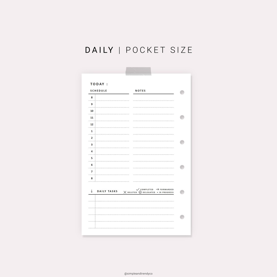 Daily Planner Pocket Size Printable Undated Day Planner Etsy