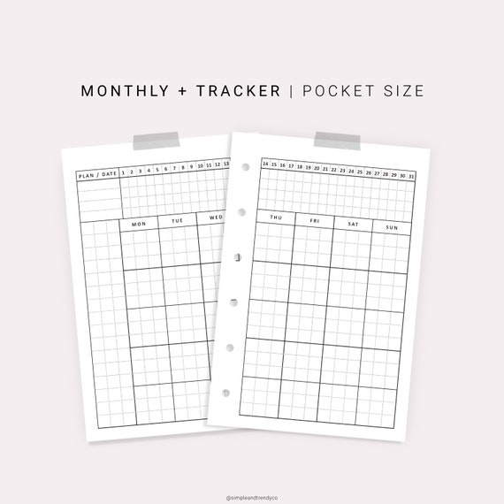 Monthly Planner Printable Pocket Size Undated Monthly Agenda | Etsy