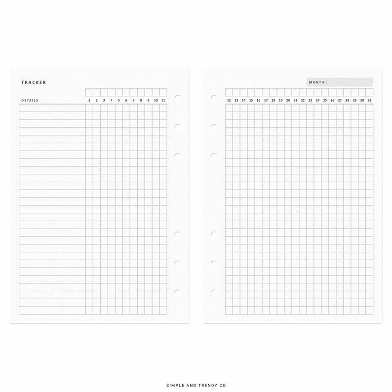 Monthly Habit Tracker Printable Undated A6 Inserts - Etsy