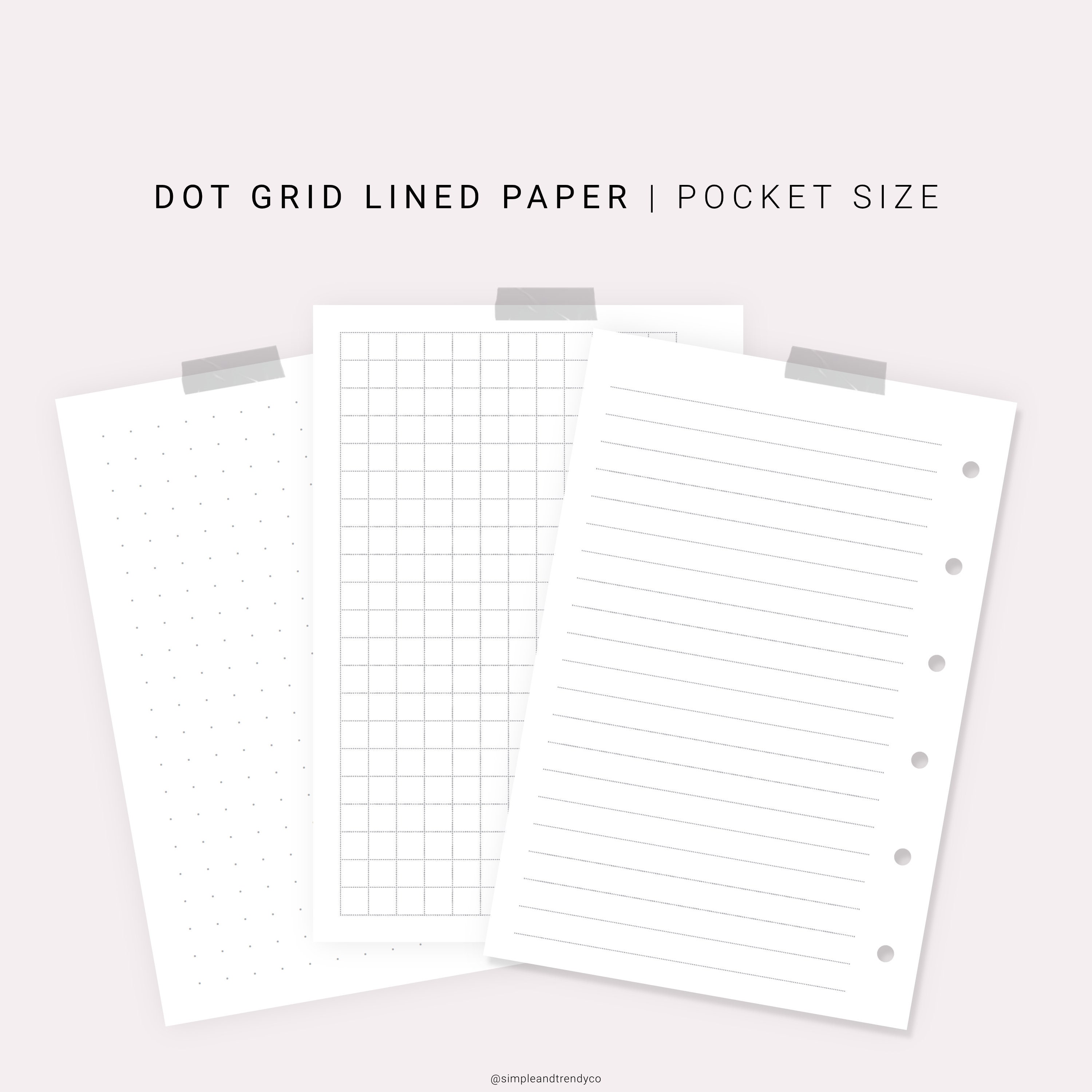 dot grid lined paper pocket size printable writing paper etsy