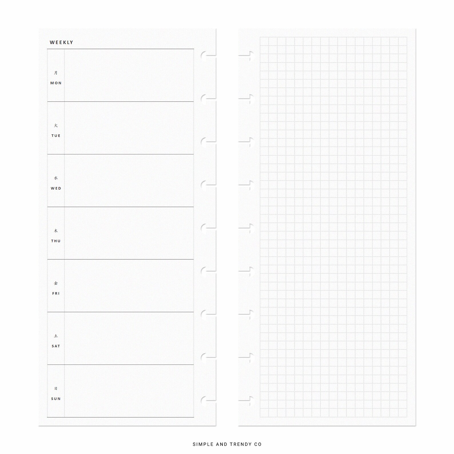 Undated Hobo Weeks Skinny Classic Printable Happynichi - Etsy