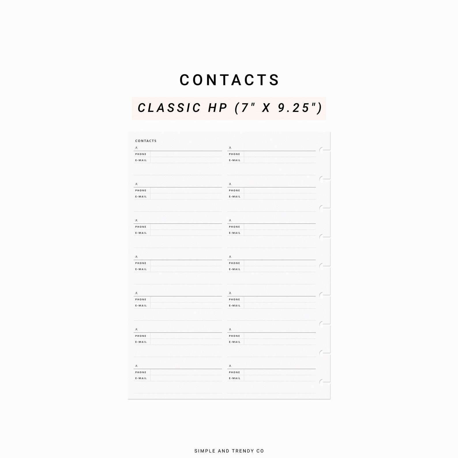 Printable Contacts List Happy Planner Classic Emergency - Etsy