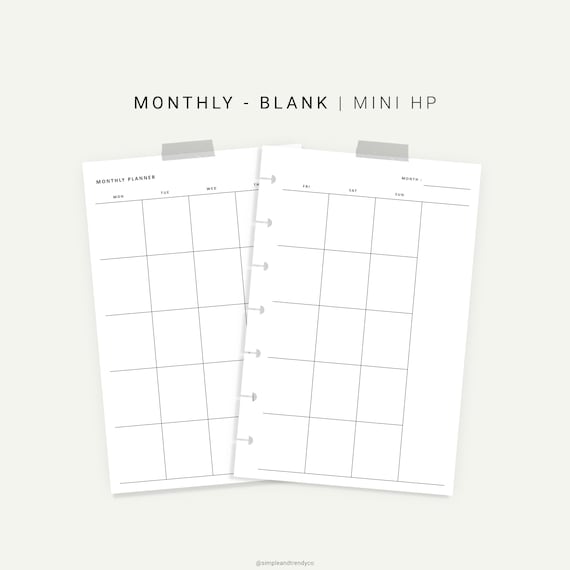 Monthly Planner Printable Minimalist Planner Happy Planner | Etsy