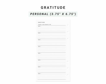 Daily Gratitude Personal Planner Inserts, Printable Gratitude Log, Gratitude Tracker, Gratitude Planner