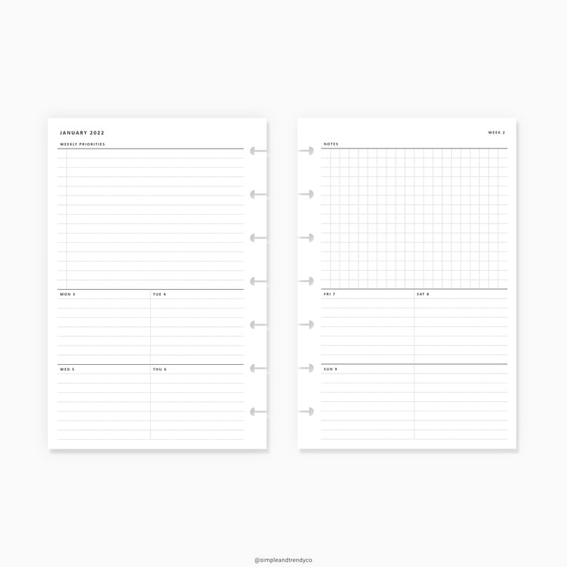 2022 Weekly Planner Happy Planner Mini Weekly Agenda WO2P Etsy