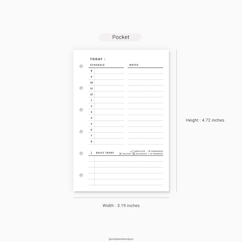 Daily Planner Pocket Size Printable Undated Day Planner Etsy