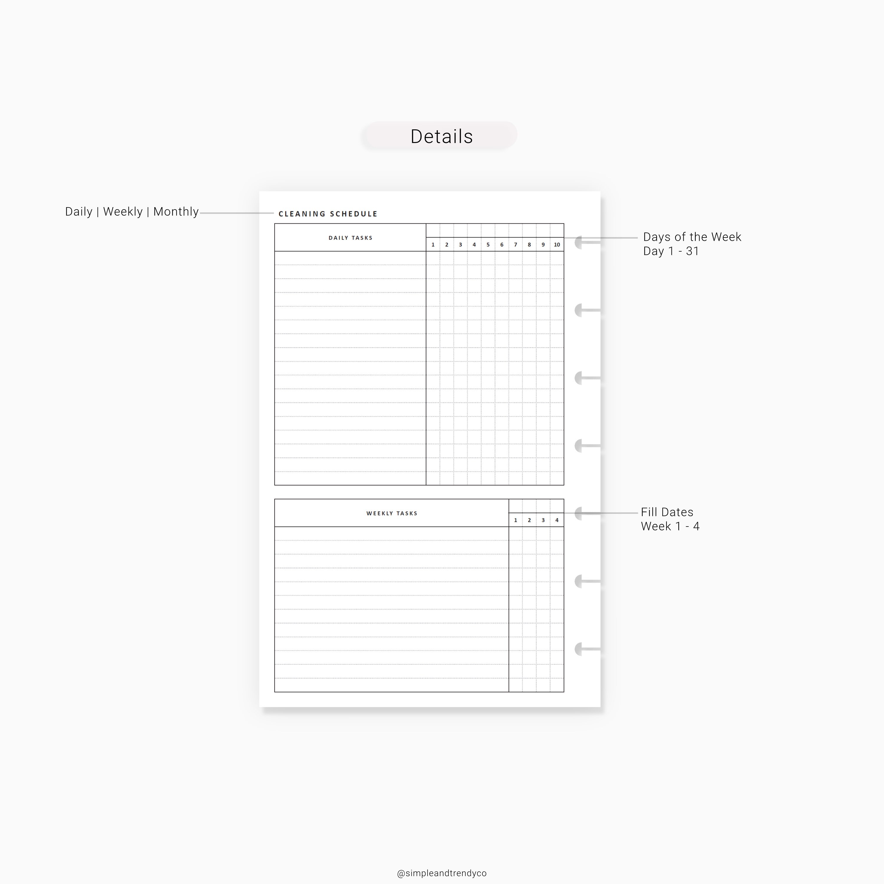 Cleaning Schedule Happy Planner Mini Cleaning List Printable | Etsy