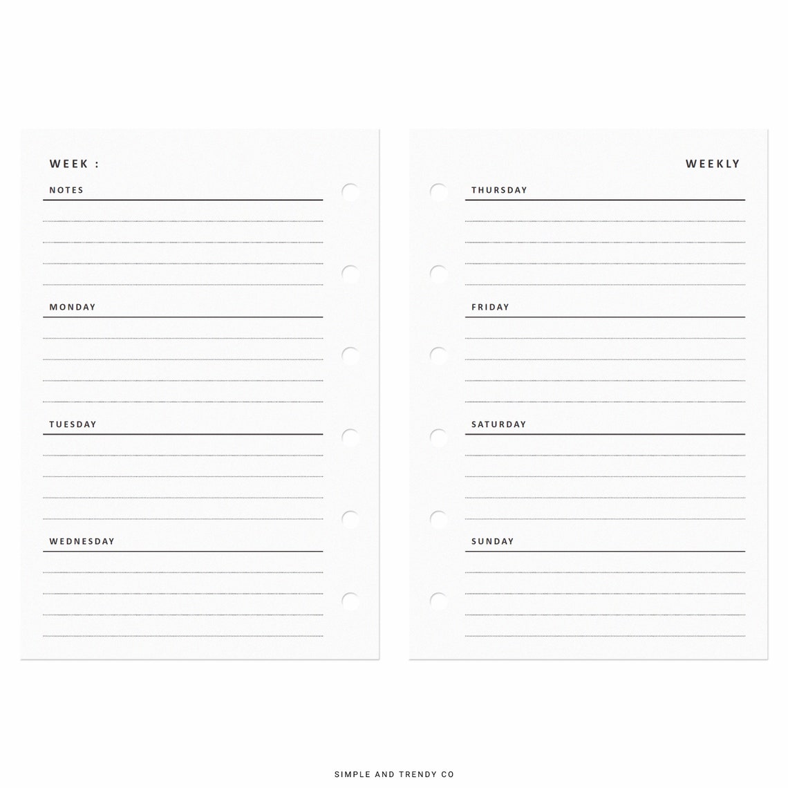 Weekly Planner Printable Pocket Size Weekly Schedule - Etsy