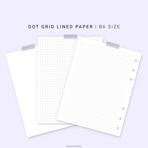 B6 Rings Dot Grid Lined Paper B6 Inserts B6 Size Printable | Etsy
