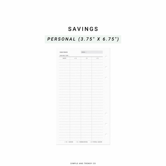Savings Tracker Printable Personal Planner Inserts - Etsy