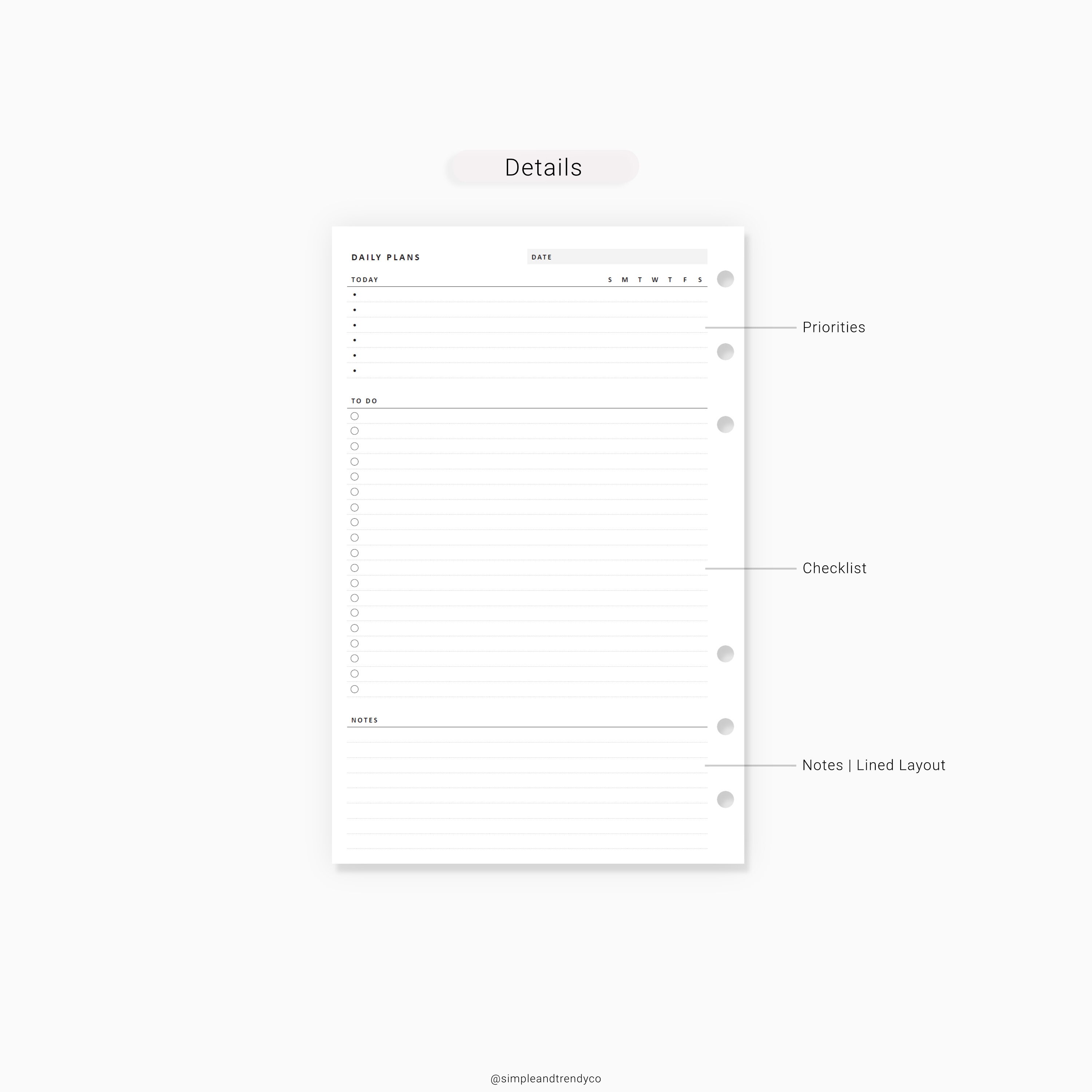 Daily Planner Printable Half Size Half Letter Inserts Daily | Etsy