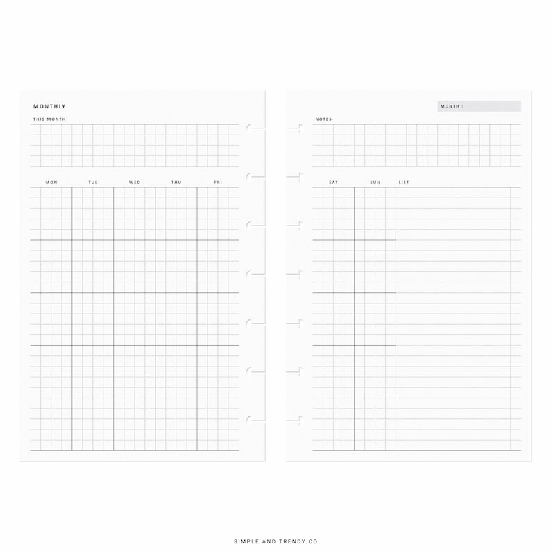 Monthly Planner Happy Planner Mini Printable Monthly Notes Etsy
