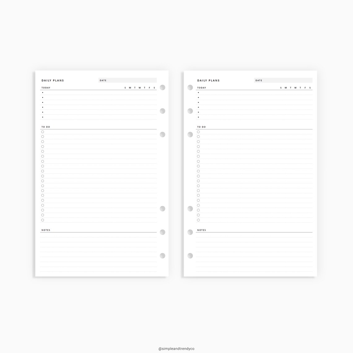 Daily Planner Printable Half Size Half Letter Inserts Daily | Etsy
