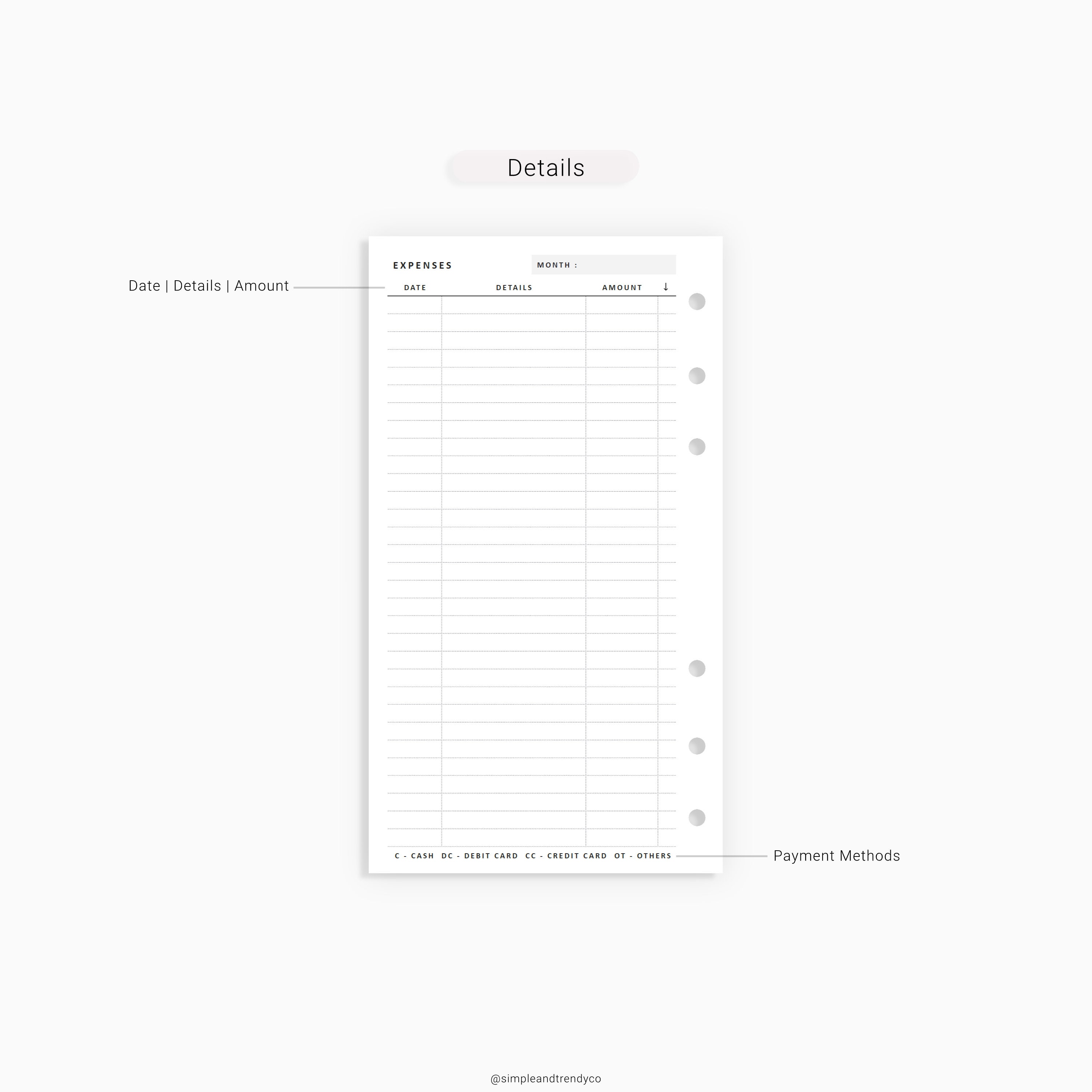 Expense Tracker Personal Planner Inserts Printable Personal Etsy