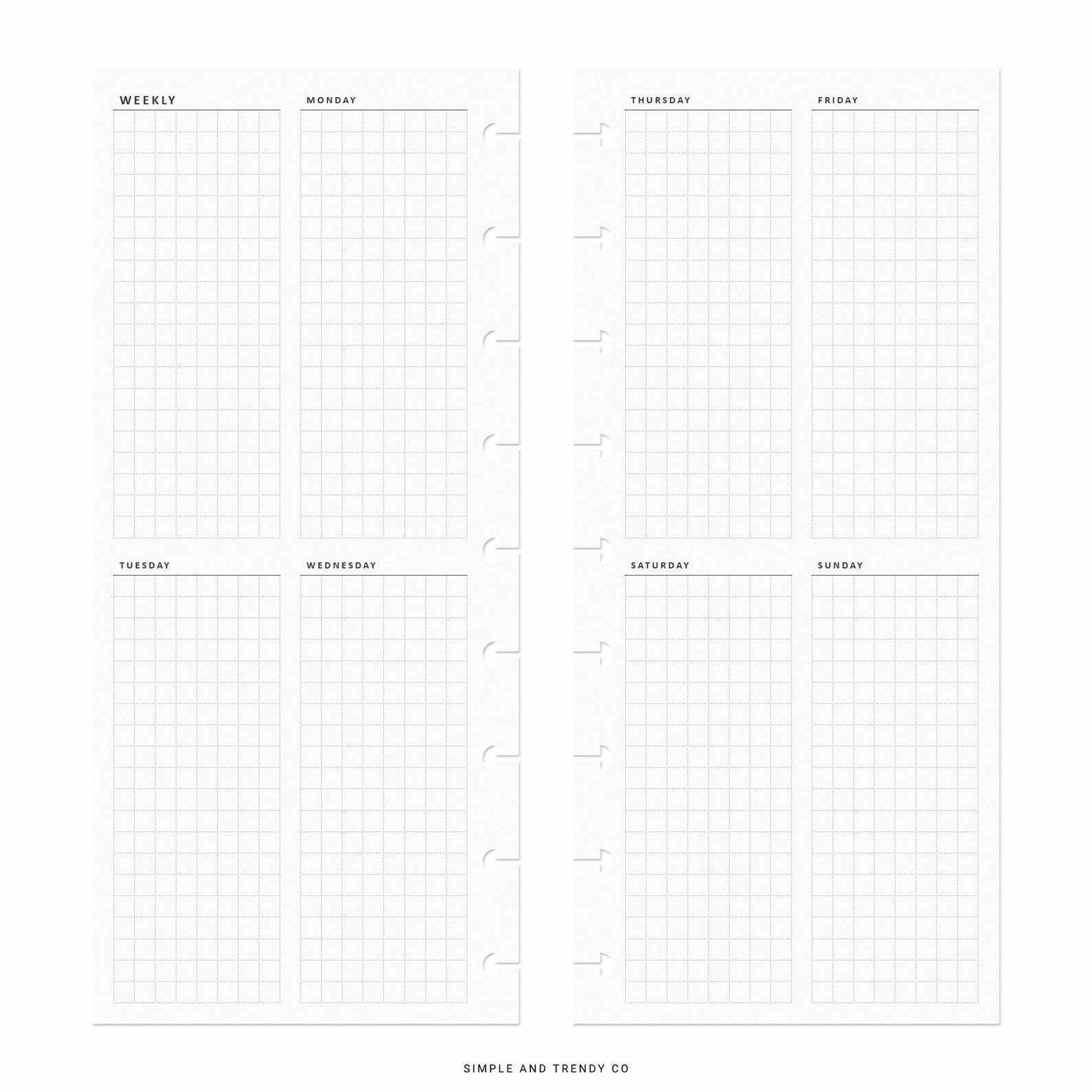 Week on 2 Two Pages Skinny Classic Happynichi Printable Half - Etsy