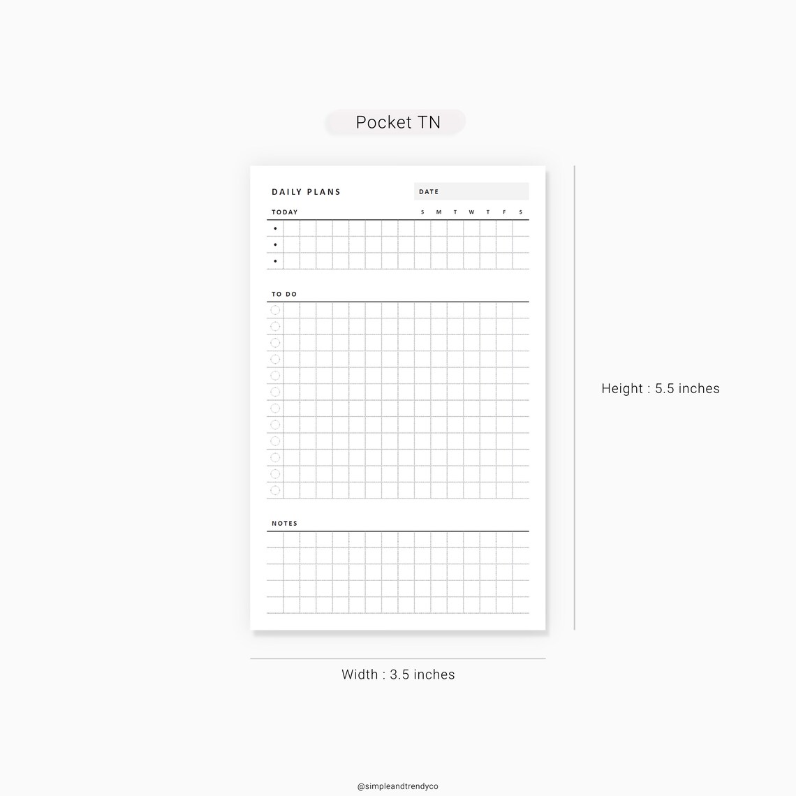 Daily Planner Printable Pocket TN Daily Organizer Daily | Etsy