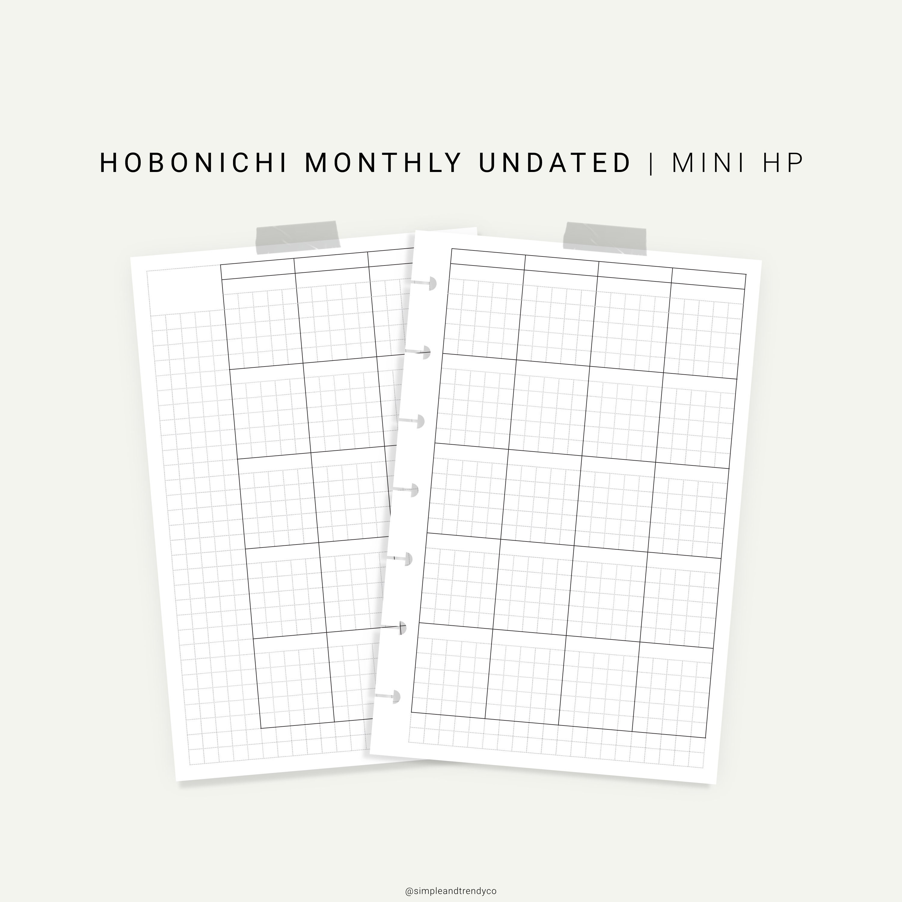 Hobonichi Monthly Planner Template Happy Planner Mini Undated - Etsy
