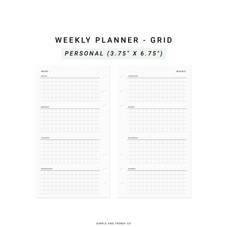 Weekly Planner Printable Personal Planner Inserts Weekly - Etsy