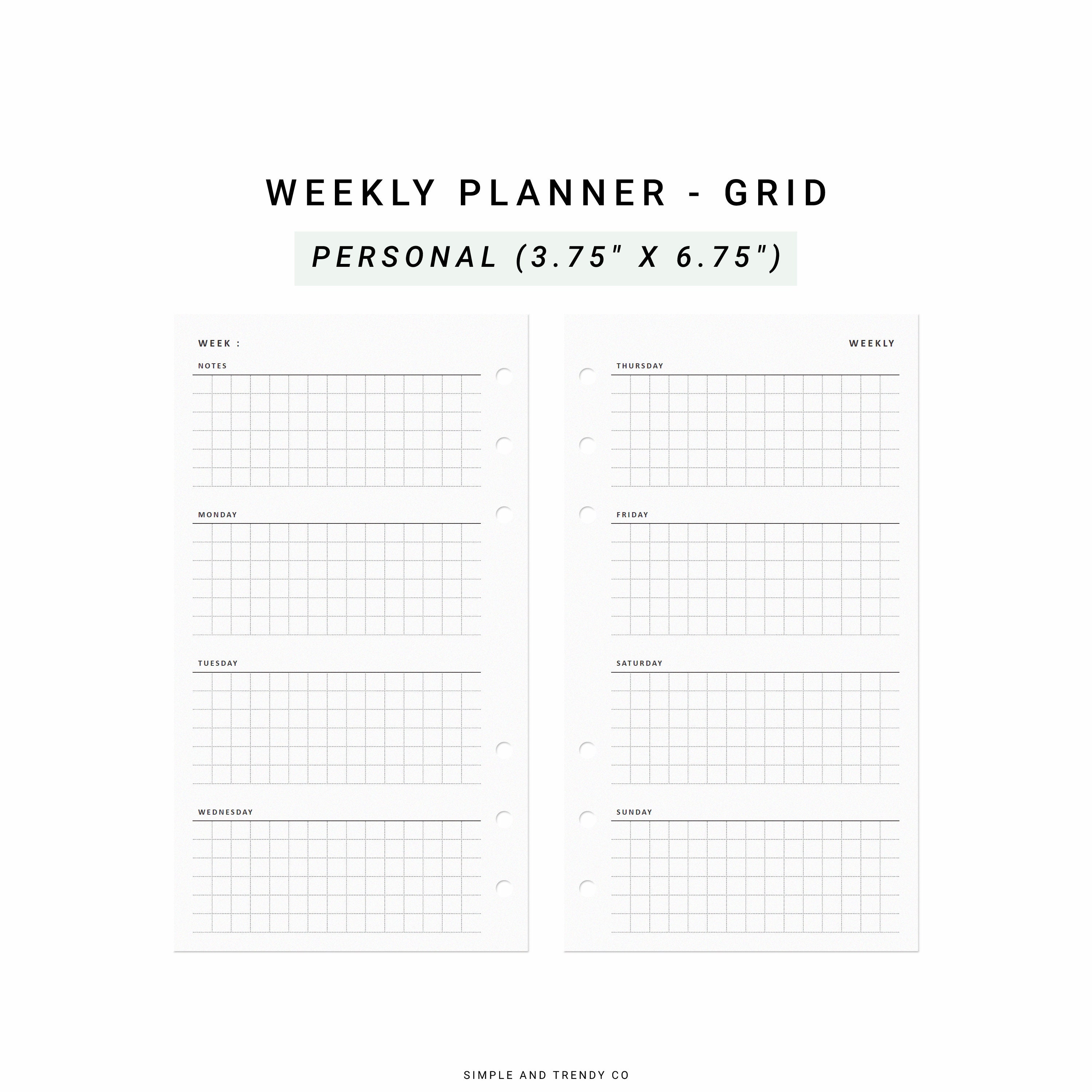 Weekly Planner Printable Personal Planner Inserts Weekly - Etsy