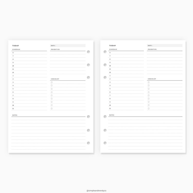 Daily Planner Printable B6 Inserts Daily Planners and Etsy
