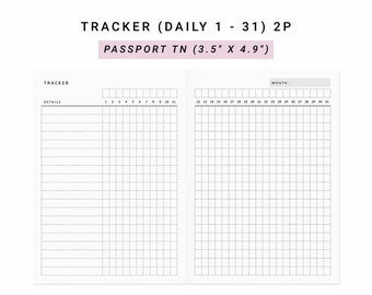 Monthly Habit Tracker Printable Undated Passport TN