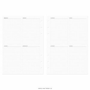 Week on 2 Two Pages A5 Planner Inserts , Weekly Agenda Vertical Weekly ...