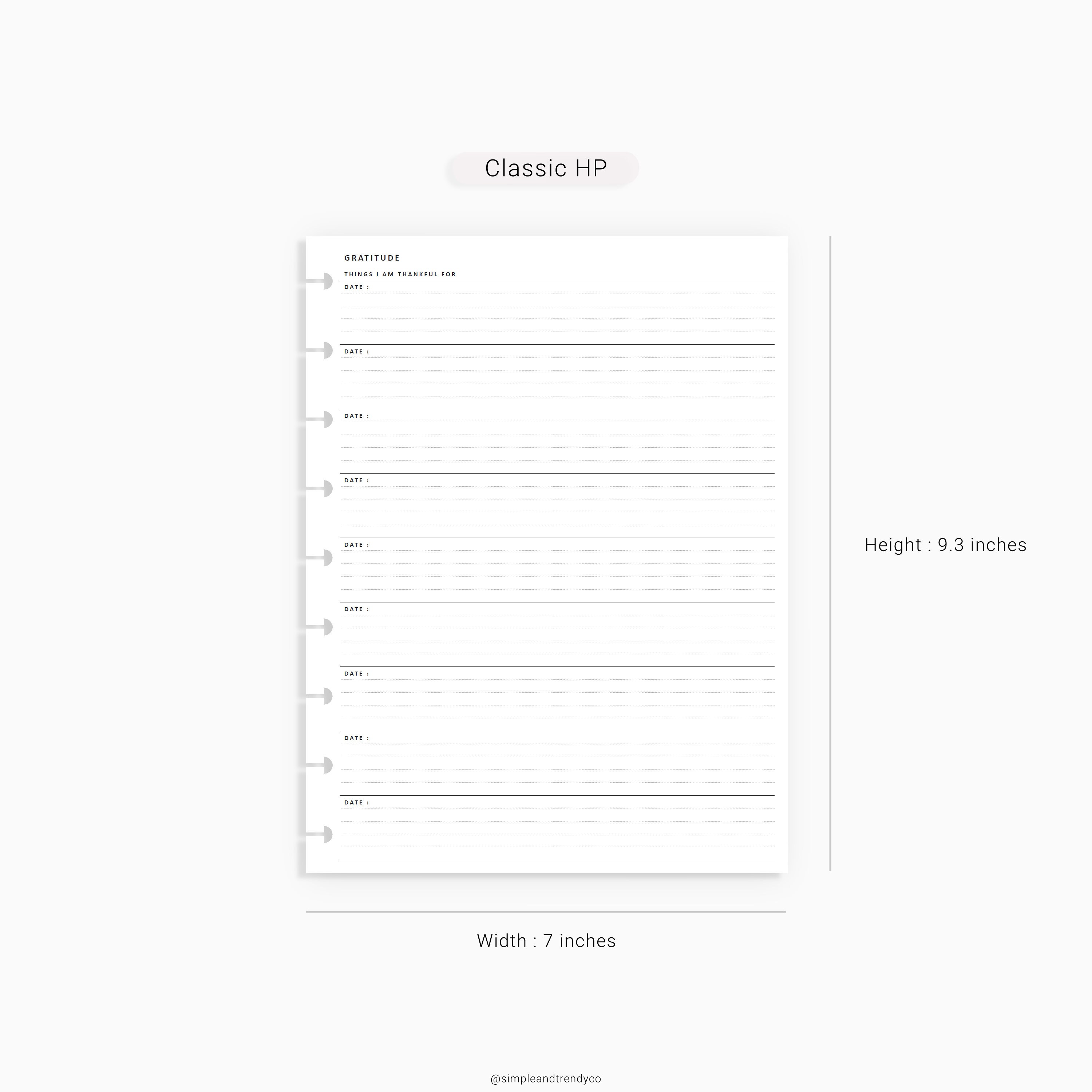 Daily Gratitude Happy Planner Classic Printable Gratitude | Etsy