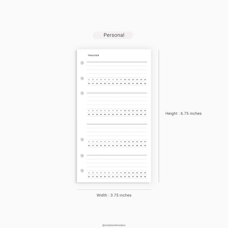 30 Day Challenge Tracker Personal Planner Inserts Habit Etsy