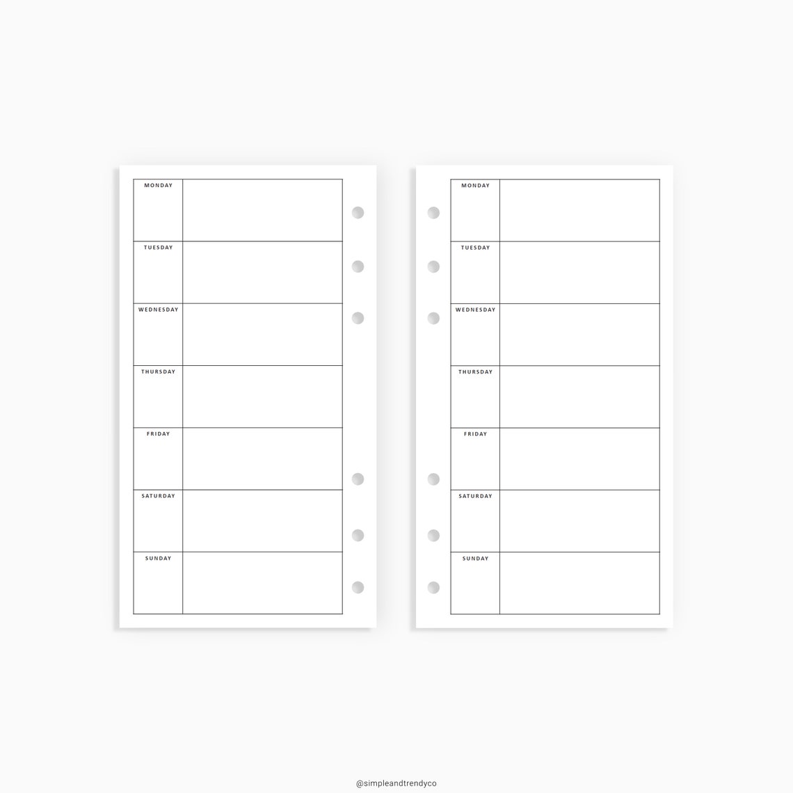 Week on One Page Weekly Planner Pages Printable Personal | Etsy