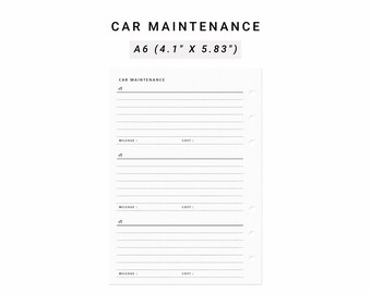 Car Maintenance HP Classic Printable Happy Planner Inserts - Etsy