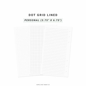 Dot Grid Linienpapier Personal PlanerEinlagen, Druckbare Schreibpapier Blanko Notizen, Studie Notiz Vorlage, Notizen notizen nehmen