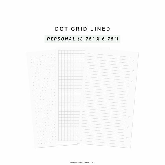 Dot Grid Lined Paper Personal Planner Inserts Printable - Etsy