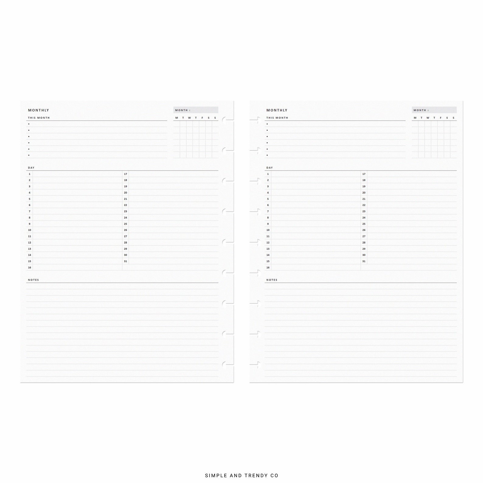 Monthly Overview Printable Happy Planner Classic Month on a - Etsy