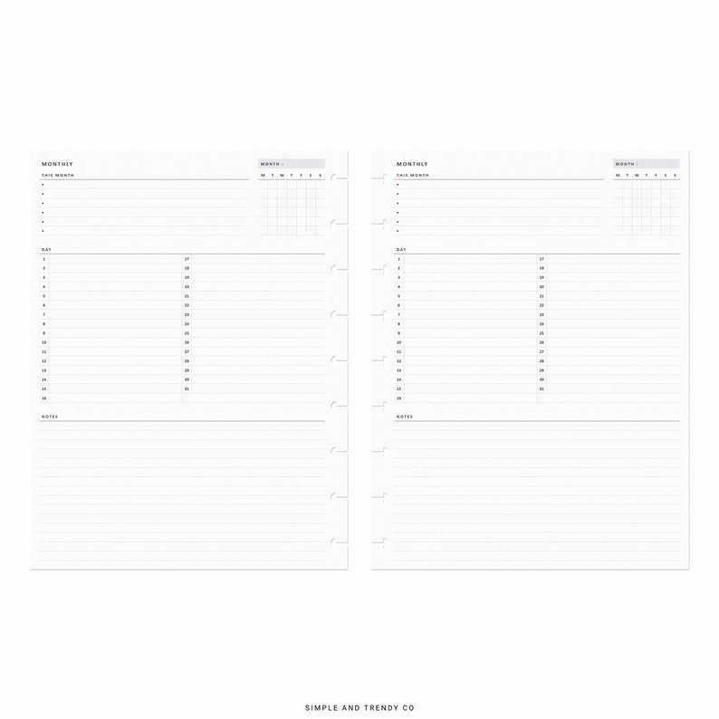Monthly Overview Printable Happy Planner Classic Month on a - Etsy