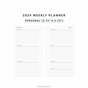 2024 Dated Planner Inserts | Horizontal Weekly