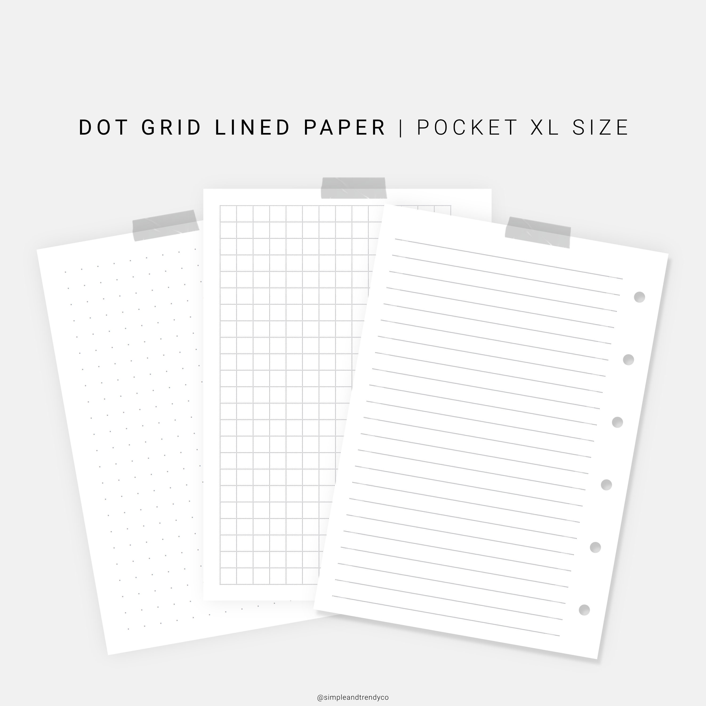 dot grid lined paper pocket xl printable writing paper blank etsy