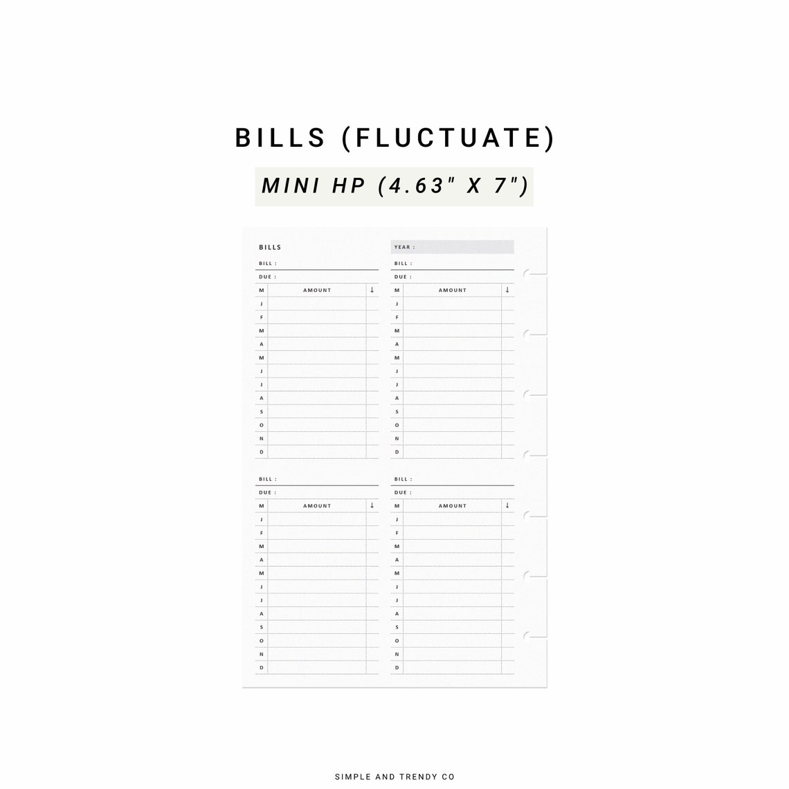 Bill Tracker Printable Happy Planner Mini Bill Organizer Bill - Etsy