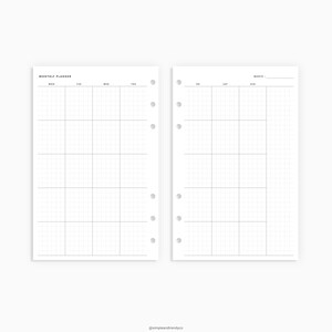Monthly Planner Printable Minimalist Planner Half size Half | Etsy