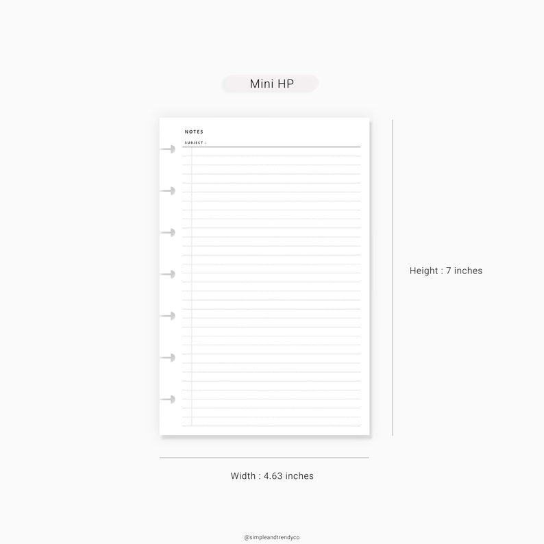 Notes Paper Happy Planner Mini Printable Writing Paper Lined Etsy