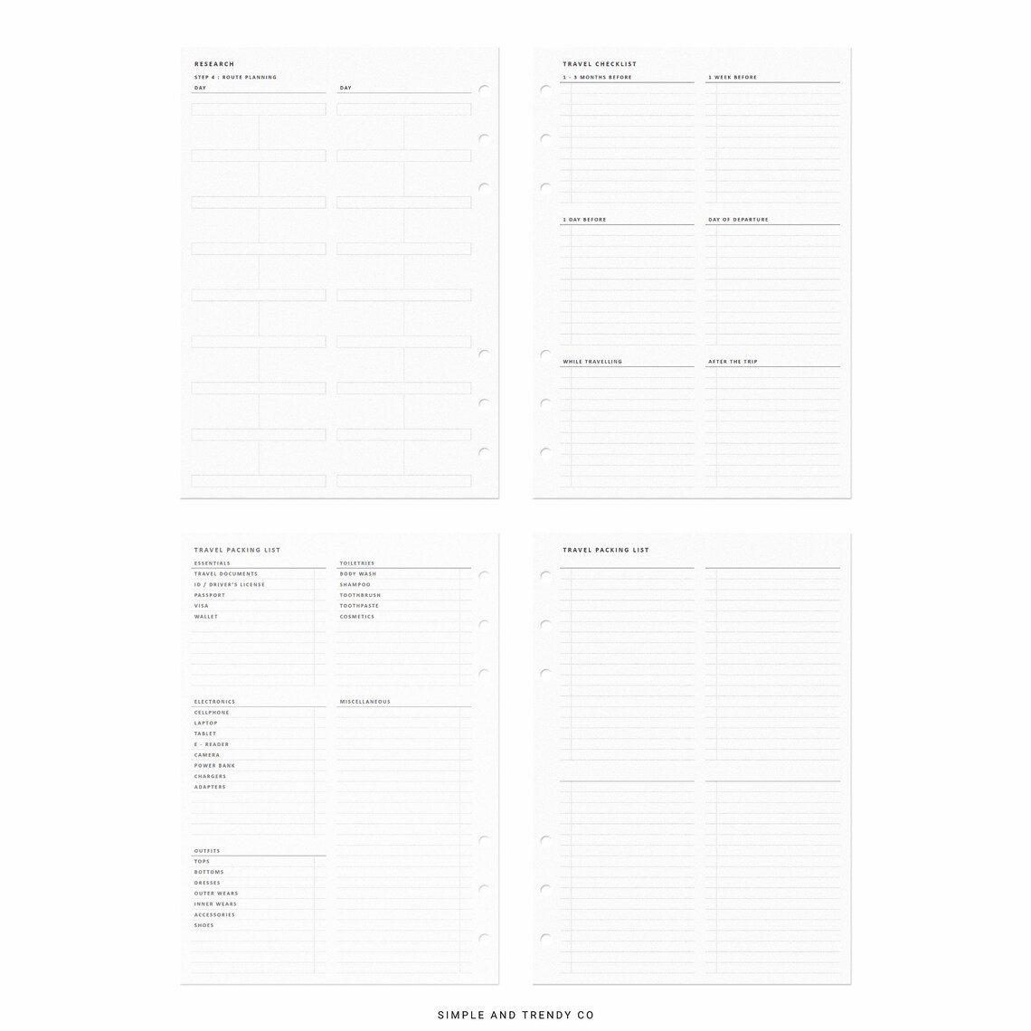 Travel Planner Printable A5 Planner Inserts Family Vacation - Etsy