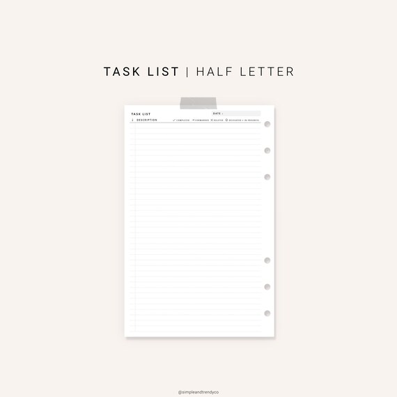 Printable to Do List Half Size Half Letter Inserts Daily to | Etsy
