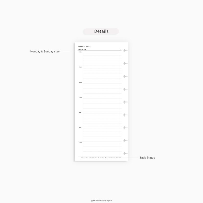 Weekly Planner Skinny Classic Happynichi Printable Half Sheet | Etsy