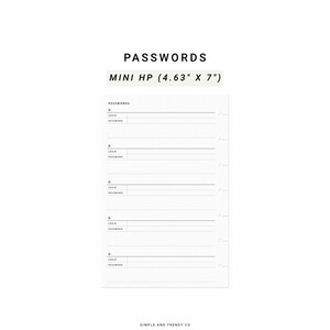 Printable Password Log Happy Planner Mini, Password Keeper Password ...