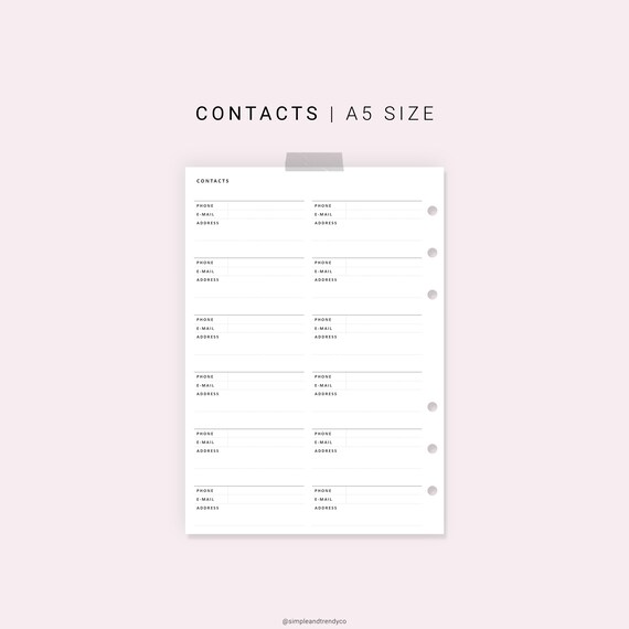 A5 Contacts Inserts