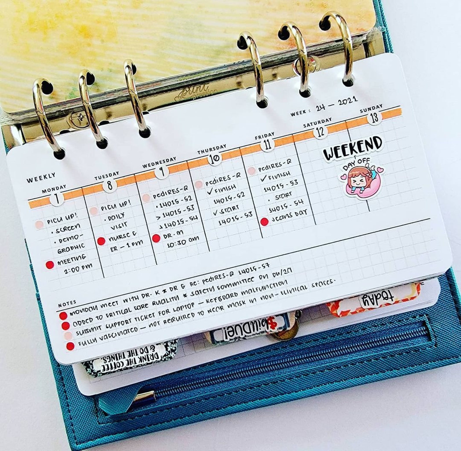 Week on 1 Page WO1P Horizontal Weekly Planner Printable Personal ...