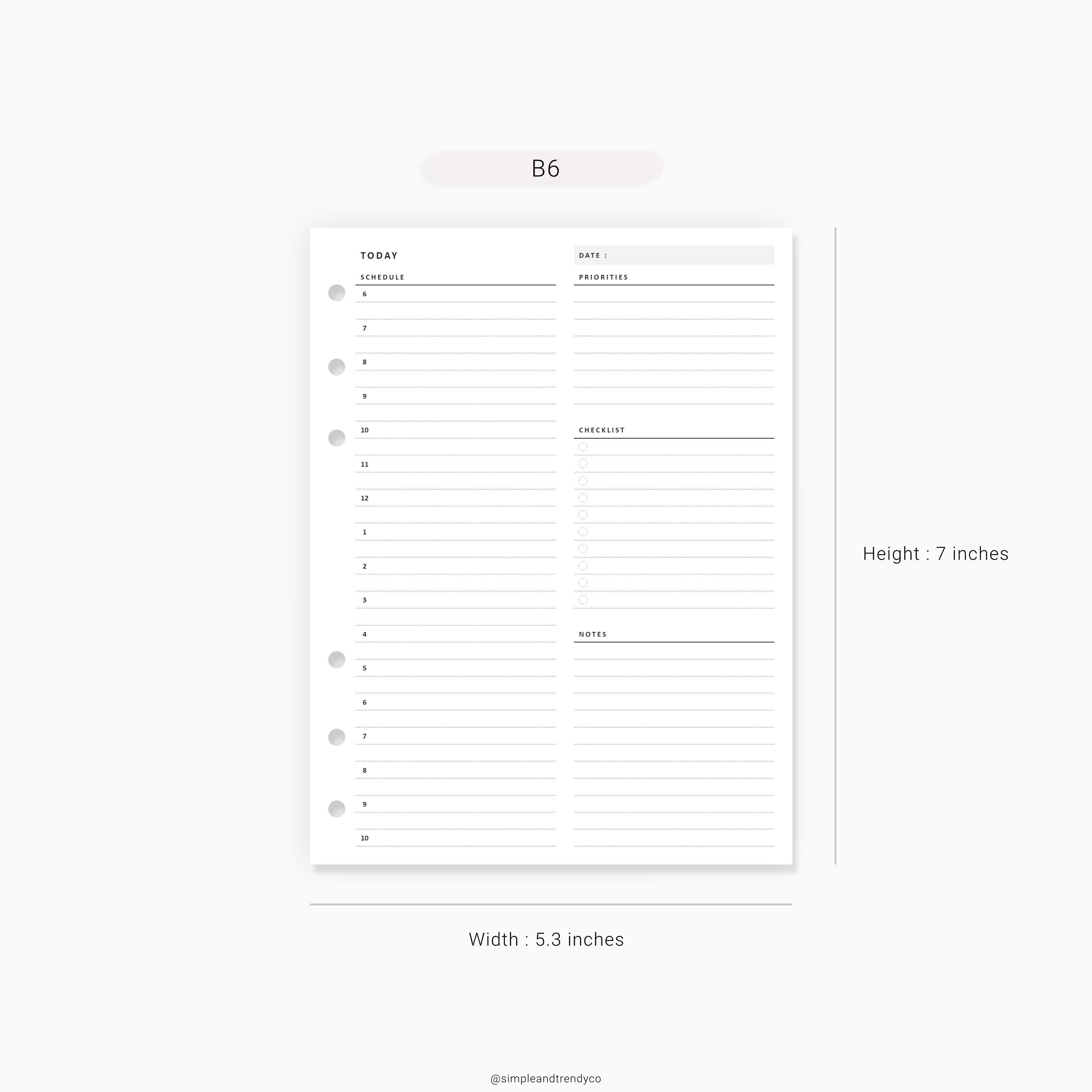 Daily Planner Printable B6 Size Daily Planners Half Hour | Etsy
