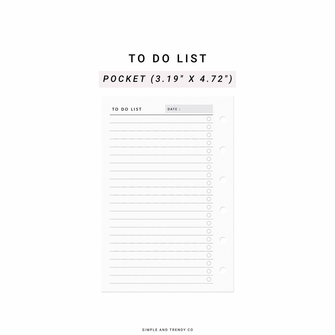 Printable to Do List, Daily to Do List Pocket Size, to Do Organizer ...